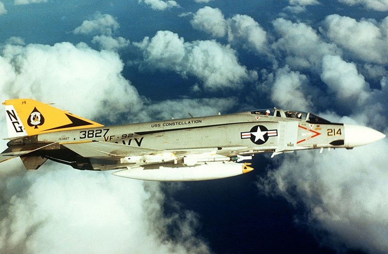 A U.S. Navy F-4J Phantom II, similiar to the one flown by Hall and Kientzler, circa 1973.